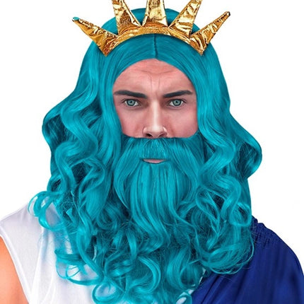 E-Carnavalskleding.nl Pruik poseidon/neptunes met baard en snor Liv