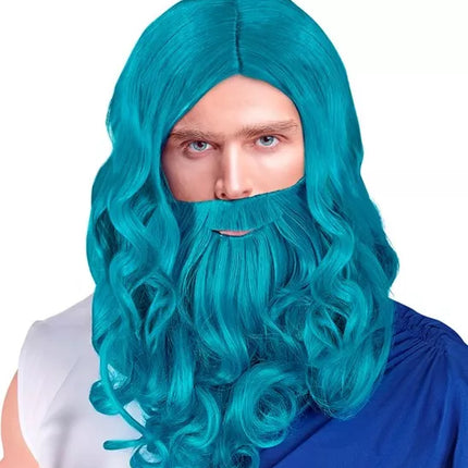 E-Carnavalskleding.nl Pruik poseidon/neptunes met baard en snor Liv