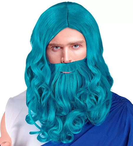E-Carnavalskleding.nl Pruik poseidon/neptunes met baard en snor Liv