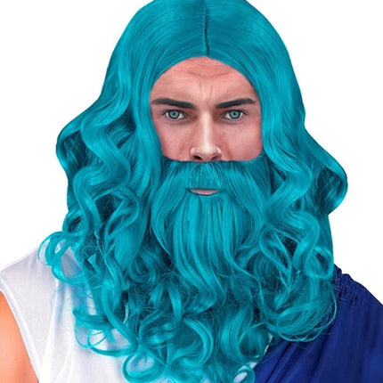 E-Carnavalskleding.nl Pruik poseidon/neptunes met baard en snor Liv
