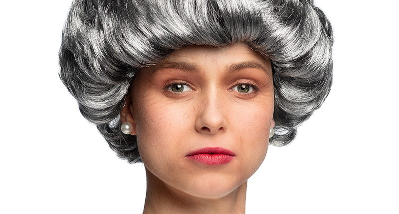 E-Carnavalskleding.nl Pruik Queen Elizabeth oma