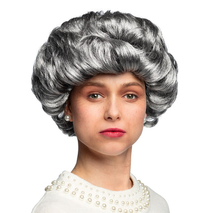 E-Carnavalskleding.nl Pruik Queen Elizabeth oma