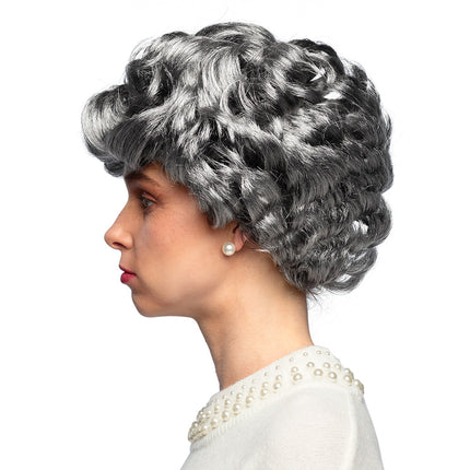 E-Carnavalskleding.nl Pruik Queen Elizabeth oma