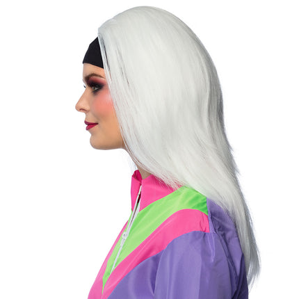 E-Carnavalskleding.nl Pruik Retro babe wit lang haar