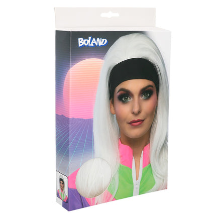 E-Carnavalskleding.nl Pruik Retro babe wit lang haar