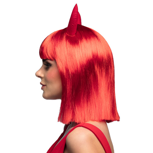 E-Carnavalskleding.nl Pruik Spicy duivelin rood met hoorns