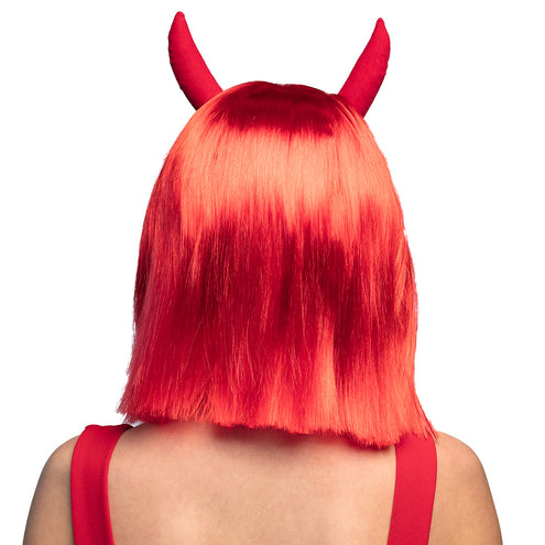 E-Carnavalskleding.nl Pruik Spicy duivelin rood met hoorns