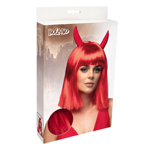 E-Carnavalskleding.nl Pruik Spicy duivelin rood met hoorns