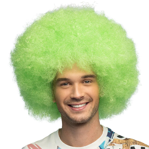 E-Carnavalskleding.nl Pruik Sugar afro neon groen