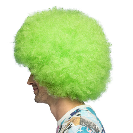 E-Carnavalskleding.nl Pruik Sugar afro neon groen