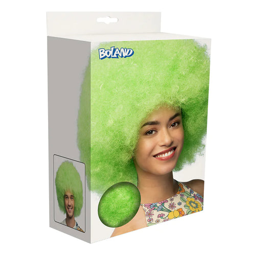 E-Carnavalskleding.nl Pruik Sugar afro neon groen