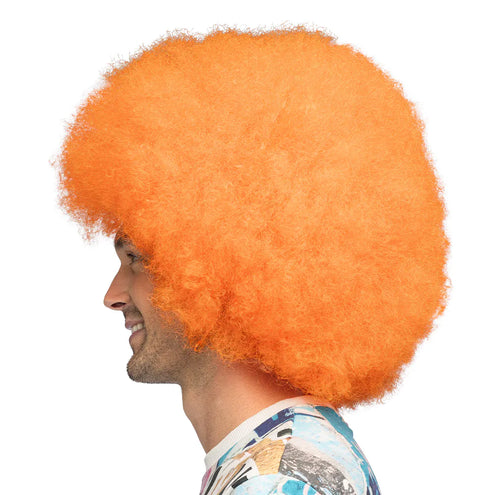 E-Carnavalskleding.nl Pruik Sugar afro neon oranje
