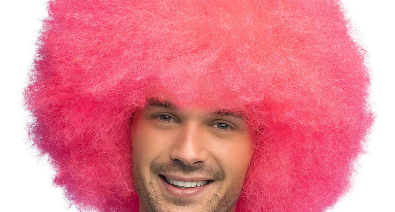 E-Carnavalskleding.nl Pruik Sugar afro neon roze