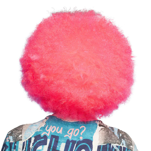 E-Carnavalskleding.nl Pruik Sugar afro neon roze