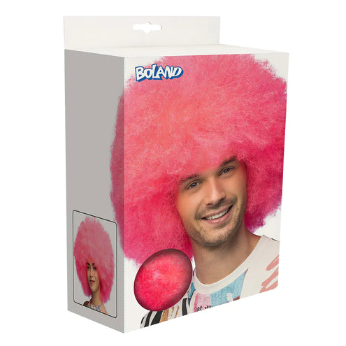 E-Carnavalskleding.nl Pruik Sugar afro neon roze