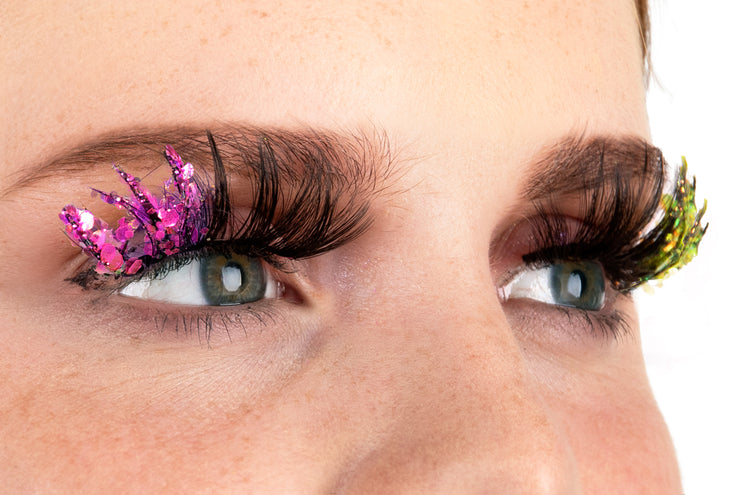 E-Carnavalskleding.nl PXP fluorescerende glitter wimpers Bi-color