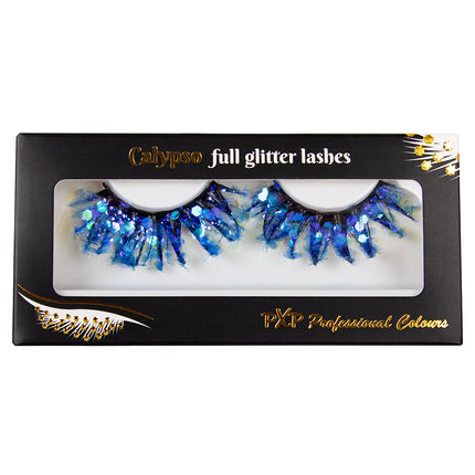 E-Carnavalskleding.nl PXP fluorescerende glitter wimpers blauw