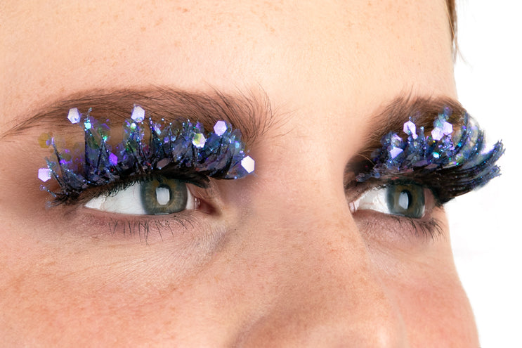 E-Carnavalskleding.nl PXP fluorescerende glitter wimpers blauw