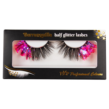 E-Carnavalskleding.nl PXP fluorescerende glitter wimpers Hotpink