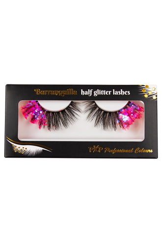 E-Carnavalskleding.nl PXP fluorescerende glitter wimpers Hotpink