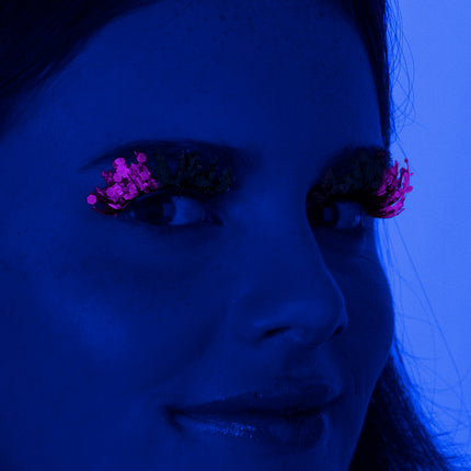 E-Carnavalskleding.nl PXP fluorescerende glitter wimpers Hotpink