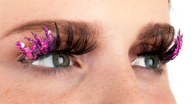 E-Carnavalskleding.nl PXP fluorescerende glitter wimpers Hotpink