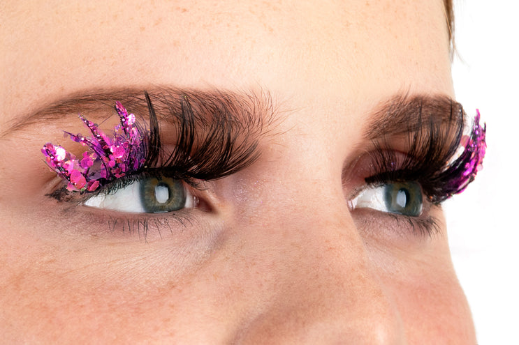 E-Carnavalskleding.nl PXP fluorescerende glitter wimpers Hotpink