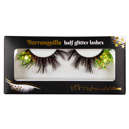 E-Carnavalskleding.nl PXP fluorescerende glitter wimpers Limoen