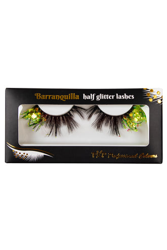 E-Carnavalskleding.nl PXP fluorescerende glitter wimpers Limoen