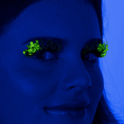 E-Carnavalskleding.nl PXP fluorescerende glitter wimpers Limoen