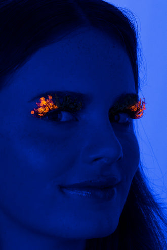 E-Carnavalskleding.nl PXP fluorescerende glitter wimpers Oranje