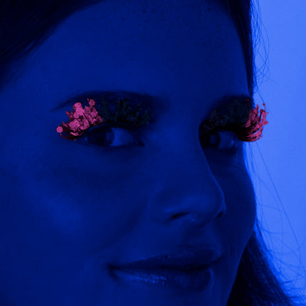 E-Carnavalskleding.nl PXP fluorescerende glitter wimpers roze