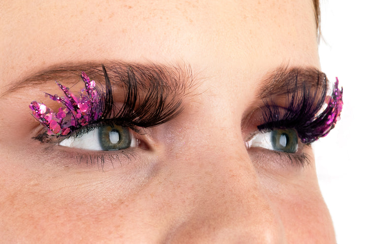 E-Carnavalskleding.nl PXP fluorescerende glitter wimpers roze
