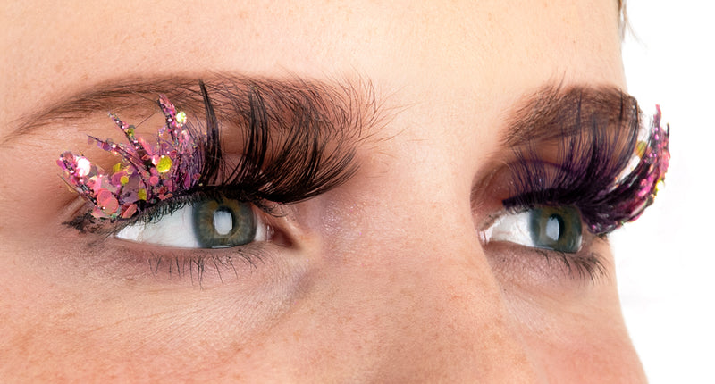 E-Carnavalskleding.nl PXP fluorescerende glitter wimpers Zachtroze