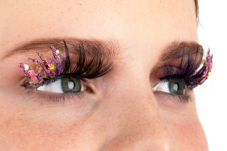 E-Carnavalskleding.nl PXP fluorescerende glitter wimpers Zachtroze