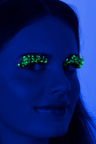 E-Carnavalskleding.nl PXP lichtgevend glitter wimpers limoen
