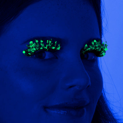 E-Carnavalskleding.nl PXP lichtgevende glitter wimpers abrikoos