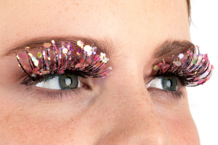 E-Carnavalskleding.nl PXP lichtgevende glitter wimpers abrikoos