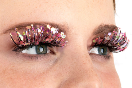 E-Carnavalskleding.nl PXP lichtgevende glitter wimpers abrikoos