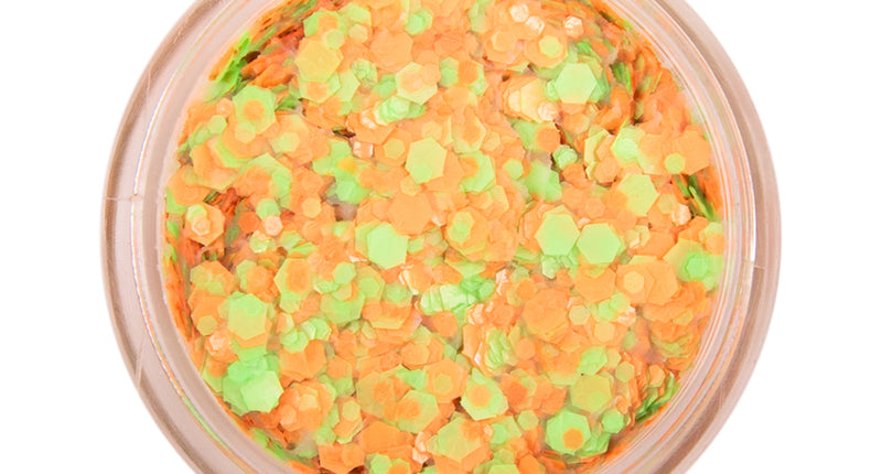 E-Carnavalskleding.nl PXP Pressed chunky glitter creme oranje groen 10 ml
