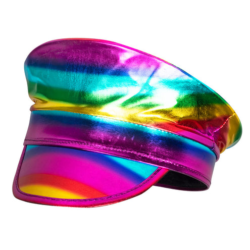 E-Carnavalskleding.nl Regenboog kapitein pet glimmend