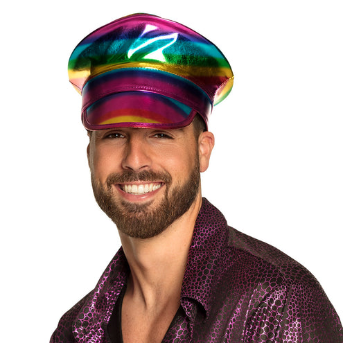 E-Carnavalskleding.nl Regenboog kapitein pet glimmend
