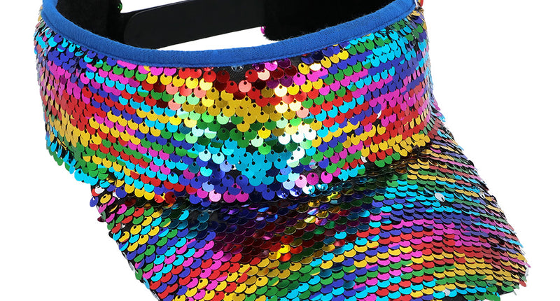 E-Carnavalskleding.nl Regenboog zonneklep glitter pailletten