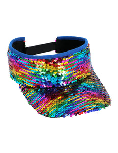 E-Carnavalskleding.nl Regenboog zonneklep glitter pailletten