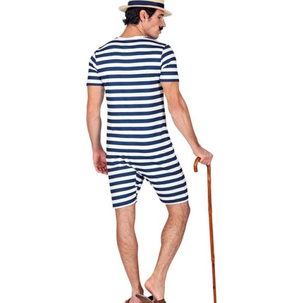 E-Carnavalskleding.nl Retro badpak - blauw / wit Robin