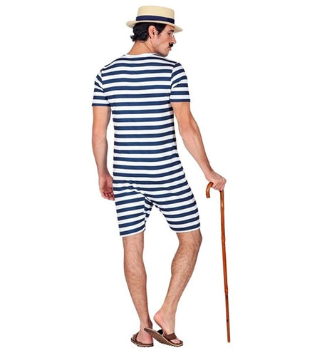 E-Carnavalskleding.nl Retro badpak - blauw / wit Robin