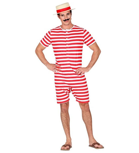 E-Carnavalskleding.nl Retro badpak - rood / wit Robin