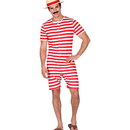 E-Carnavalskleding.nl Retro badpak - rood / wit Robin