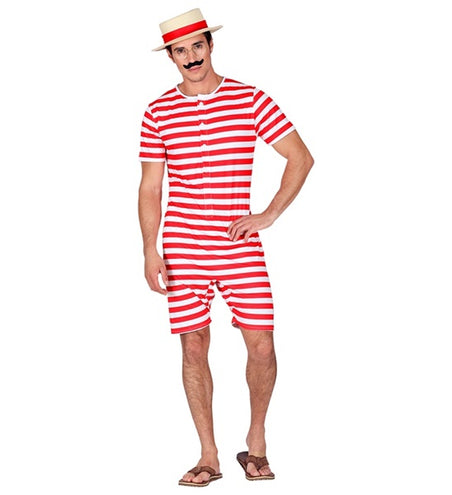 E-Carnavalskleding.nl Retro badpak - rood / wit Robin