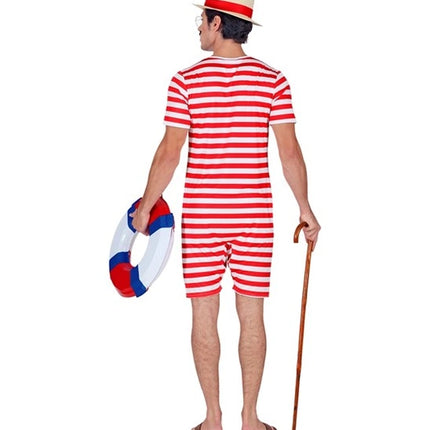E-Carnavalskleding.nl Retro badpak - rood / wit Robin